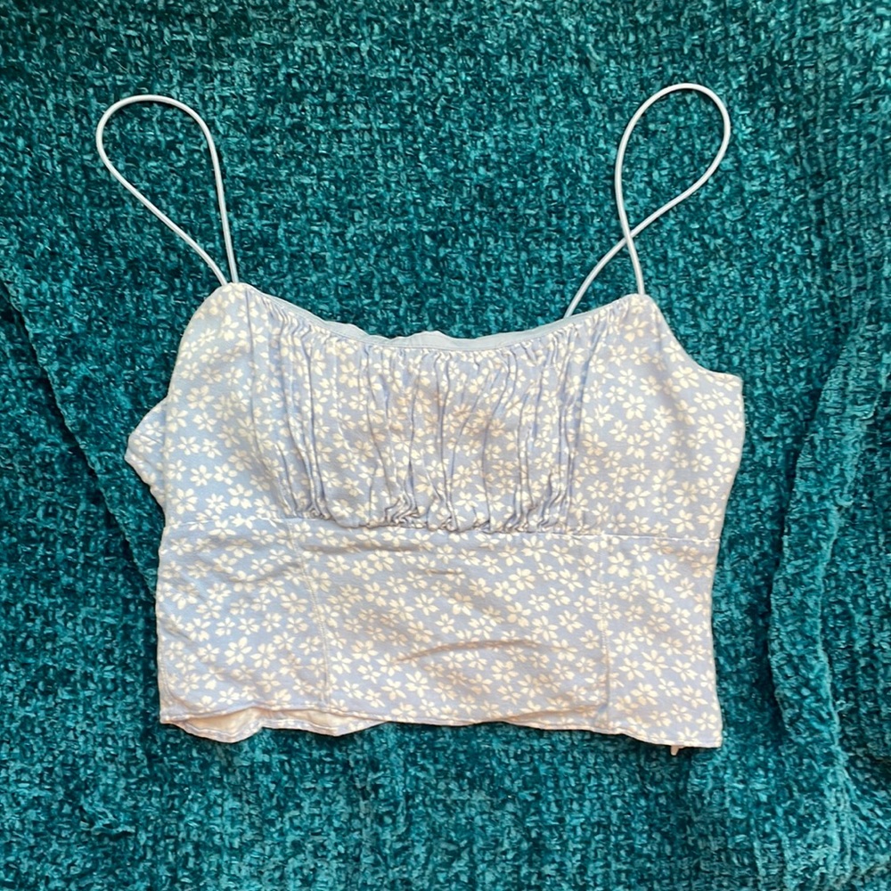 Blue Floral Crop Top